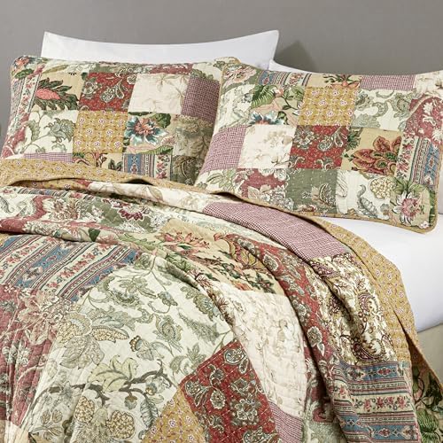 Chezmoi Delaney 3-Piece Floral Patchwork Quilt Set Queen