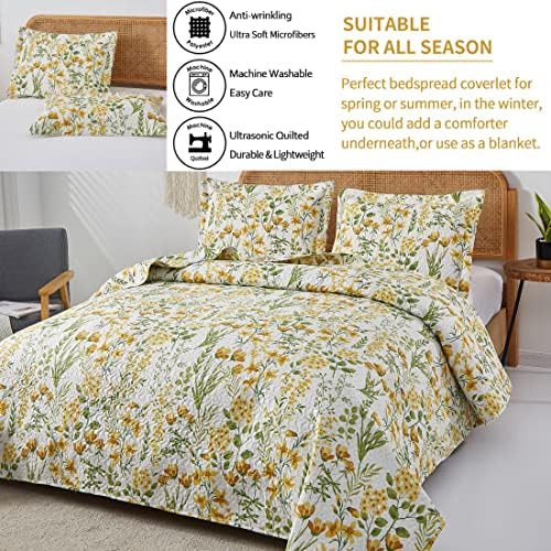 ARL HOME Floral King Quilt Set with Reversible Design