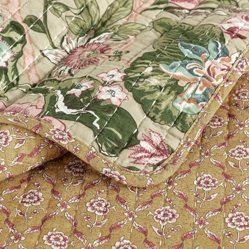 Chezmoi Delaney 3-Piece Floral Patchwork Quilt Set Queen