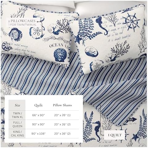 Great Bay Home Navy Coastal Quilt Set