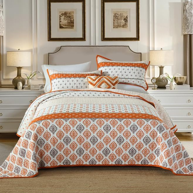 Floral Queen Quilt Set 100 Cotton Reversible
