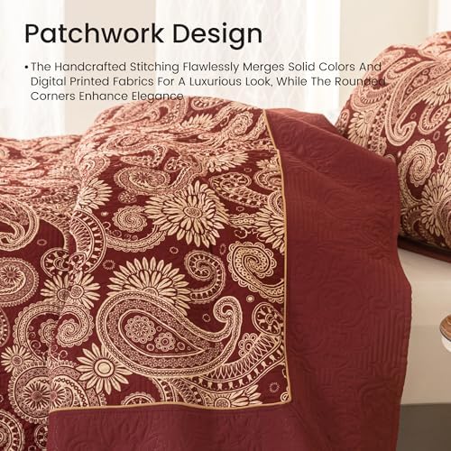 Sophia William Terracotta Cal King Patchwork Quilt Set
