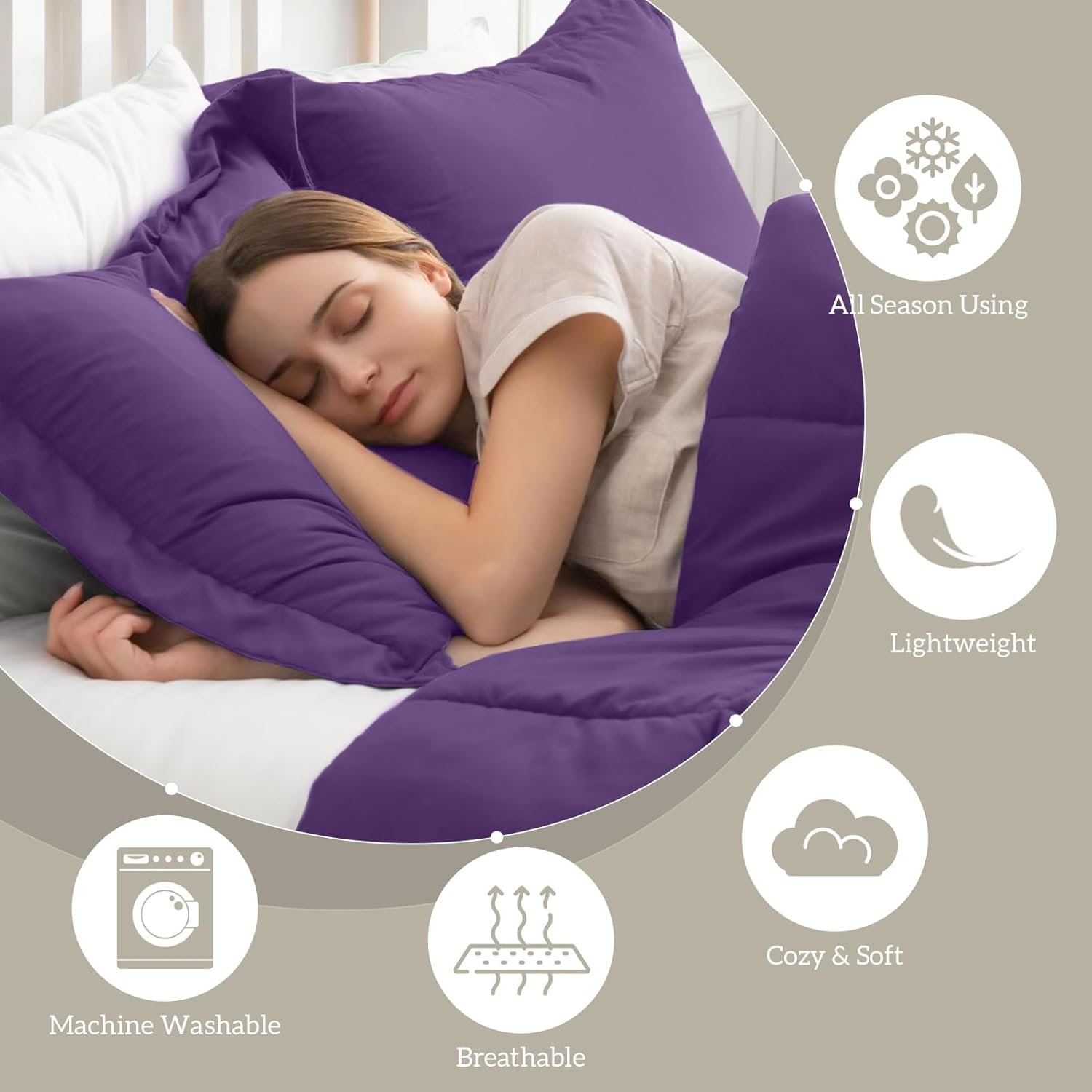 Homelike Moment California King Comforter Set Purple