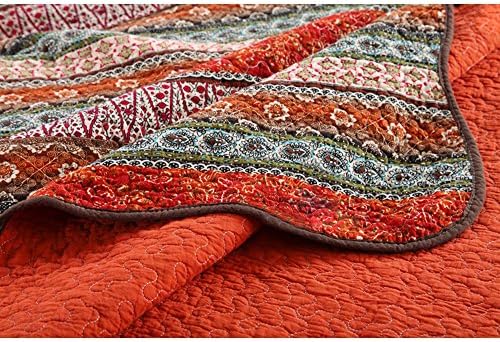 NEWLAKE Striped Cotton Quilt Set Queen Size