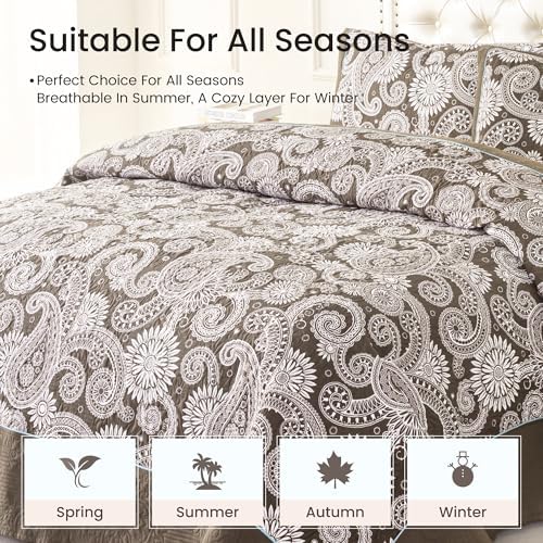 Sophia William Khaki Patchwork Quilt Set