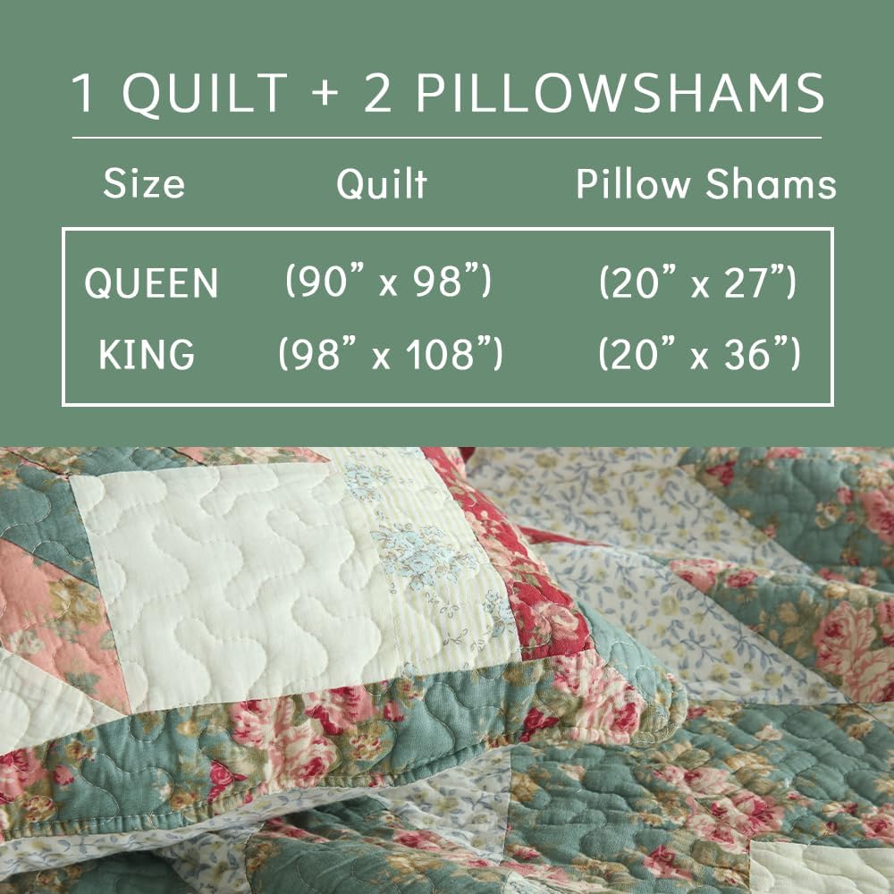 Cotton Bedspread Quilt Set 3 Piece Reversible King Size