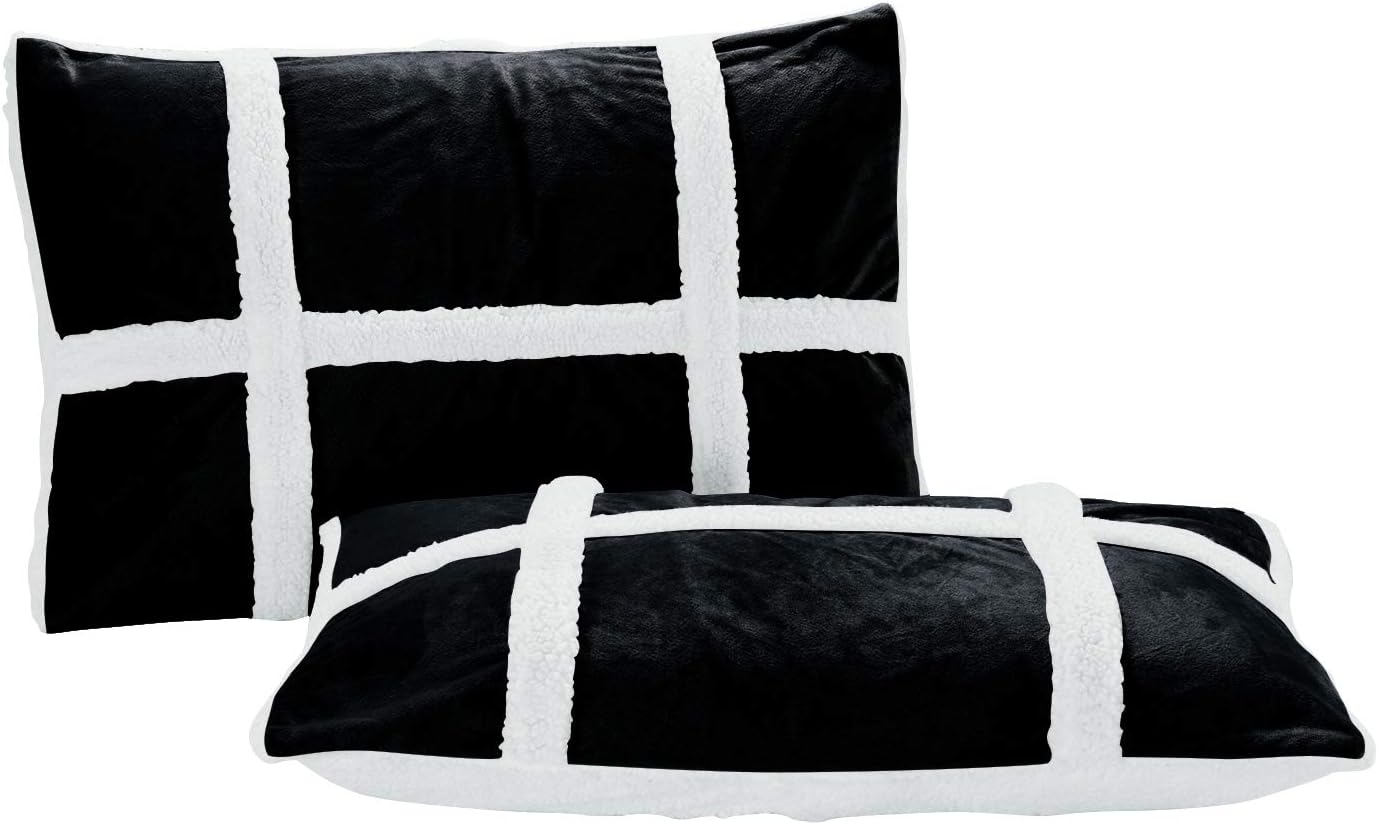 Elegant Comfort Reversible Sherpa Comforter Set KingCalifornia King Black