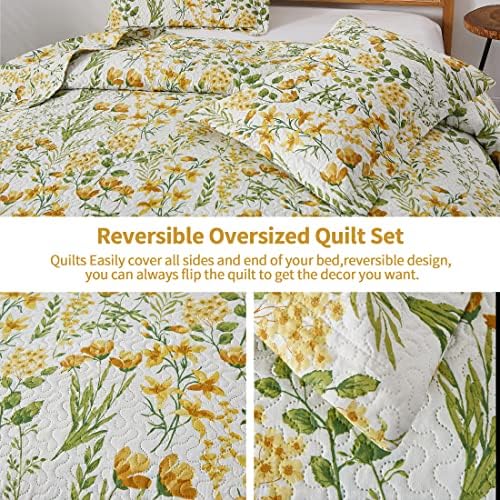 ARL HOME Floral King Quilt Set with Reversible Design