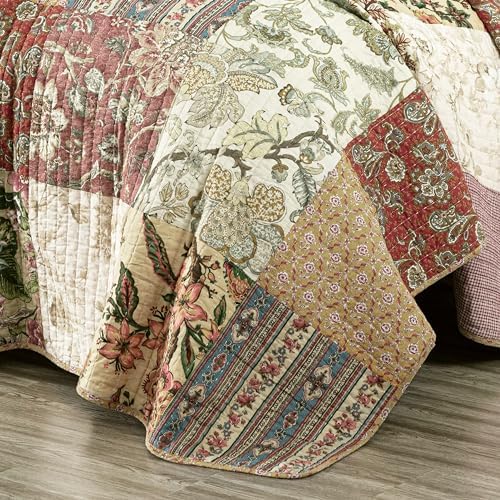 Chezmoi Delaney 3-Piece Floral Patchwork Quilt Set Queen