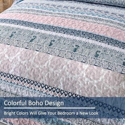 WONGS BEDDING Blue Boho Quilt Set California King