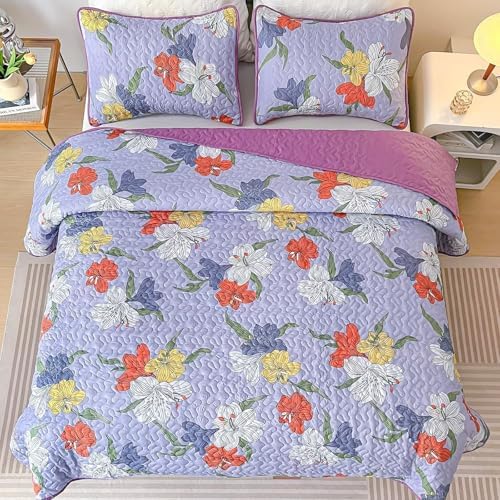 Heymybed Floral Quilt Set Queen Size 3 Piece