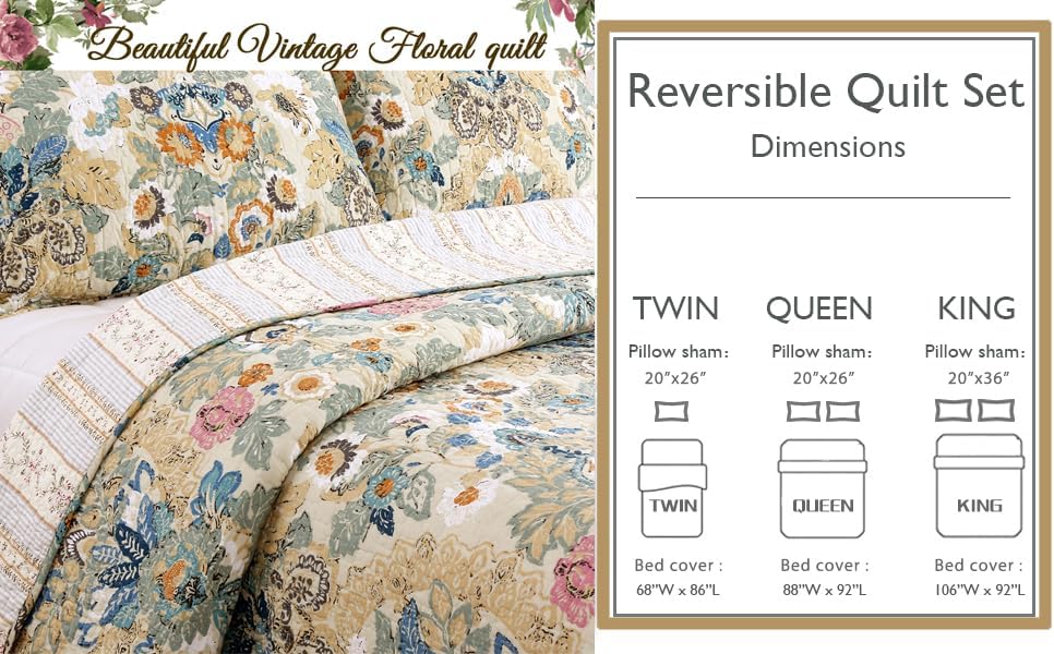Cozy Line Home Fashions Queen 3 Piece Quilt Set