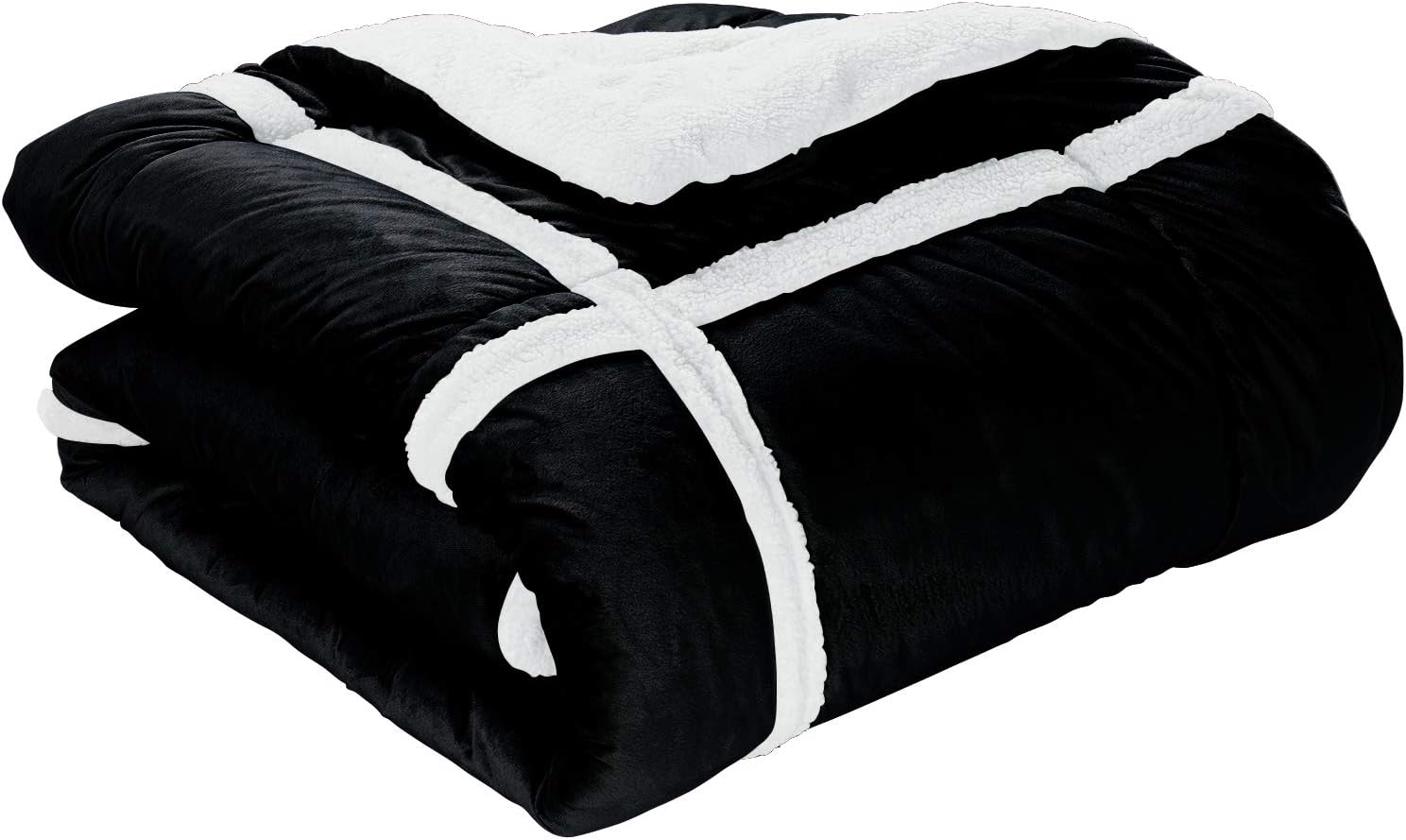 Elegant Comfort Reversible Sherpa Comforter Set KingCalifornia King Black