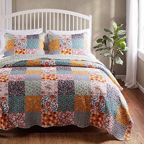 Greenland Home Carlie Modern Floral Reversible Quilt Set 3-Piece