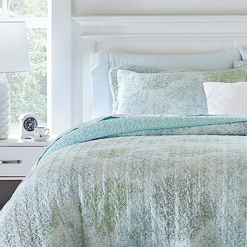 Laura Ashley King Quilt Set with Shams Saltwater Blue