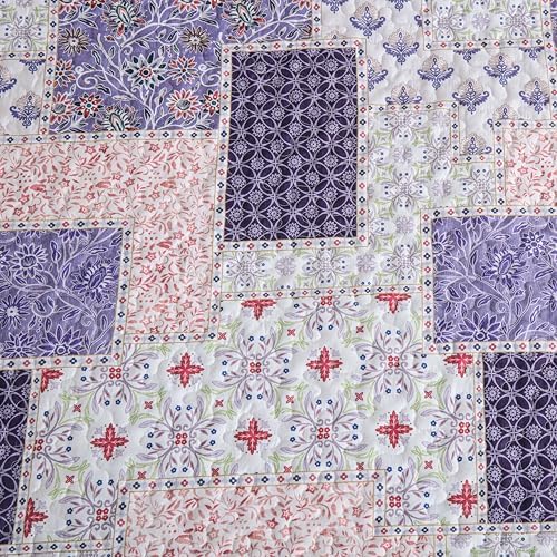Xruibed Plaid Patchwork Quilt Set Queen Size 3 Pieces