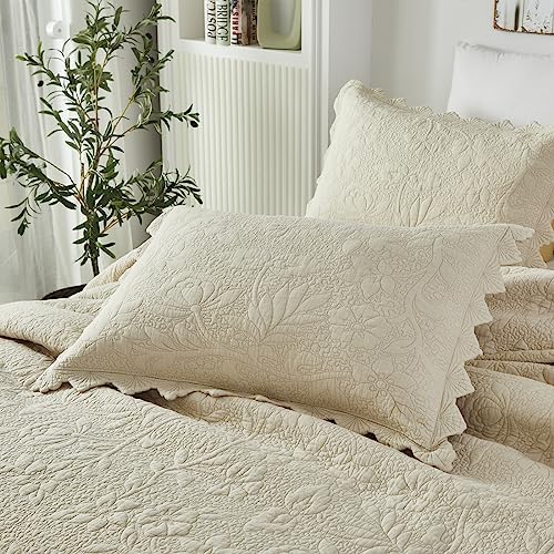 Brandream Cotton Beige Quilt Set 3-Piece