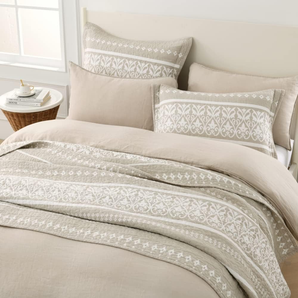 Qiqiong Queen Size Cotton Boho Quilt Bedding Set