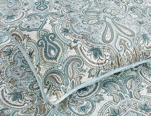 Grand Linen King Quilt Set with Paisley Design