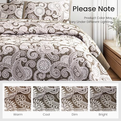 Sophia William Khaki Patchwork Quilt Set