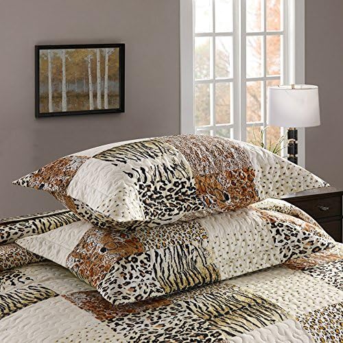 MarCielo 3 Piece Quilt Set Leopard Print Bedspread