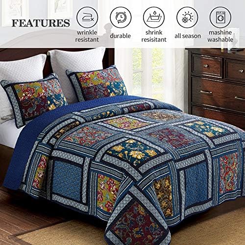 DECMAY Queen Size Quilt Set 100 Cotton Patchwork