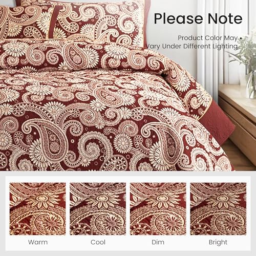 Sophia William Terracotta Cal King Patchwork Quilt Set