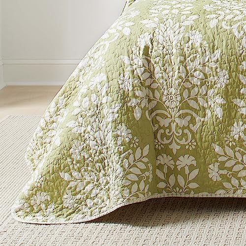 Laura Ashley Queen Quilt Set with Shams Reversible Cotton Bedding