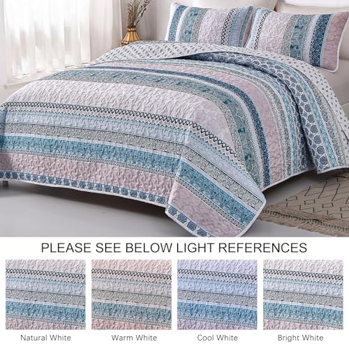 WONGS BEDDING Blue Boho Quilt Set California King