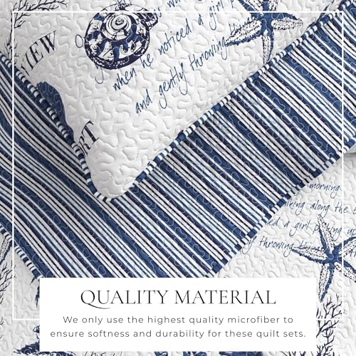 Great Bay Home Navy Coastal Quilt Set