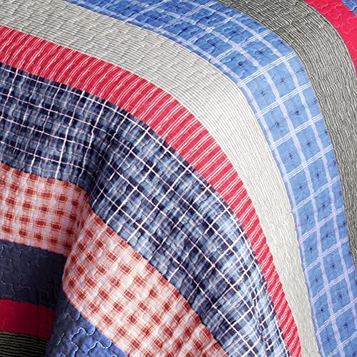 Blancho Bedding Retro Stripe Cotton Quilt Set