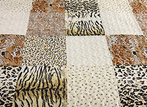 MarCielo 3 Piece Quilt Set Leopard Print Bedspread