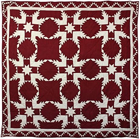 Patch Magic Red Feathered Star Super Queen Quilt Set 1