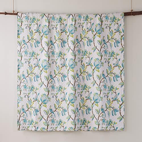 Levtex Home Cressida Quilt Set KingCal King Teal Blue Cream Taupe Reversible Cotton