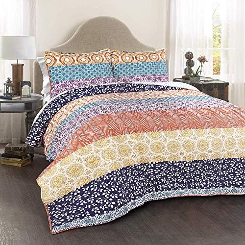 Lush Decor Bohemian Stripe Reversible Quilt Set 3 Piece