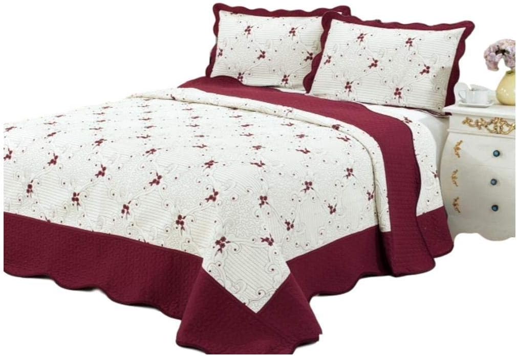 Sazana California King Quilt Set 3 Piece Burgundy 1