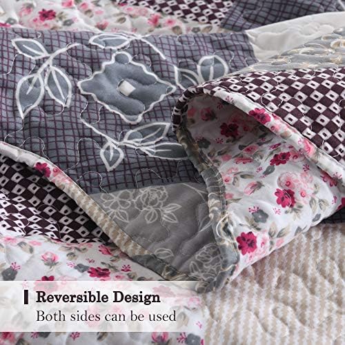ENJOHOS Farmhouse Quilt Set King Size Grey