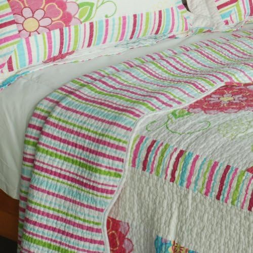Pink Fairy Tale Cotton 3PC Quilt Set FullQueen