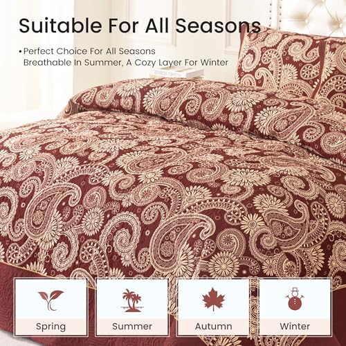 Sophia William Terracotta Cal King Patchwork Quilt Set
