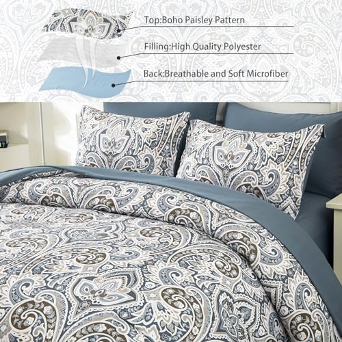 Drucon Blue Paisley 7-Piece Comforter Set