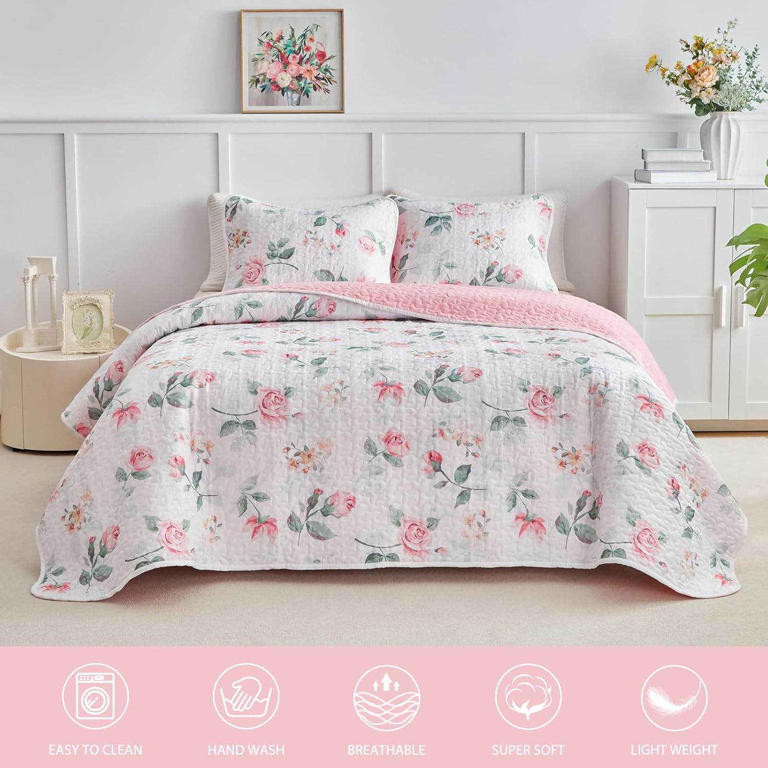 UOZZI BEDDING Reversible Quilt Set California King