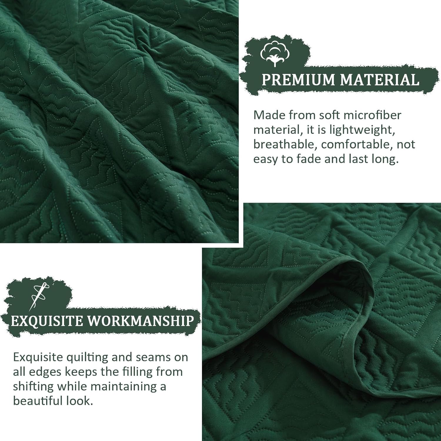 Yiran Emerald Green Cal King Quilt Set