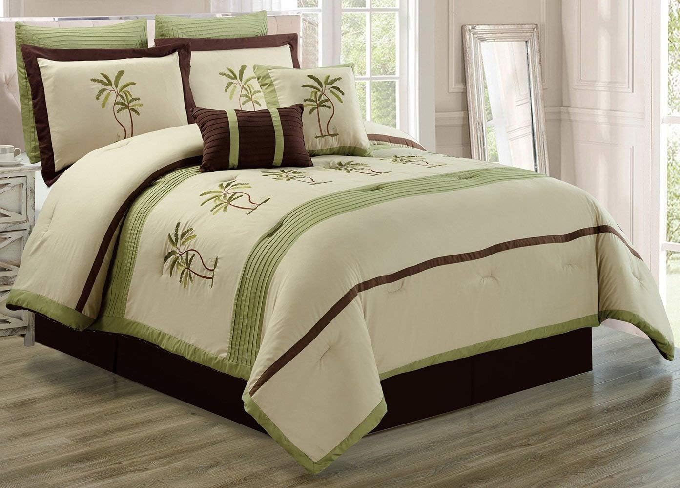 Grand Linen 8 Piece Tropical Palm Tree Comforter Set Cal King