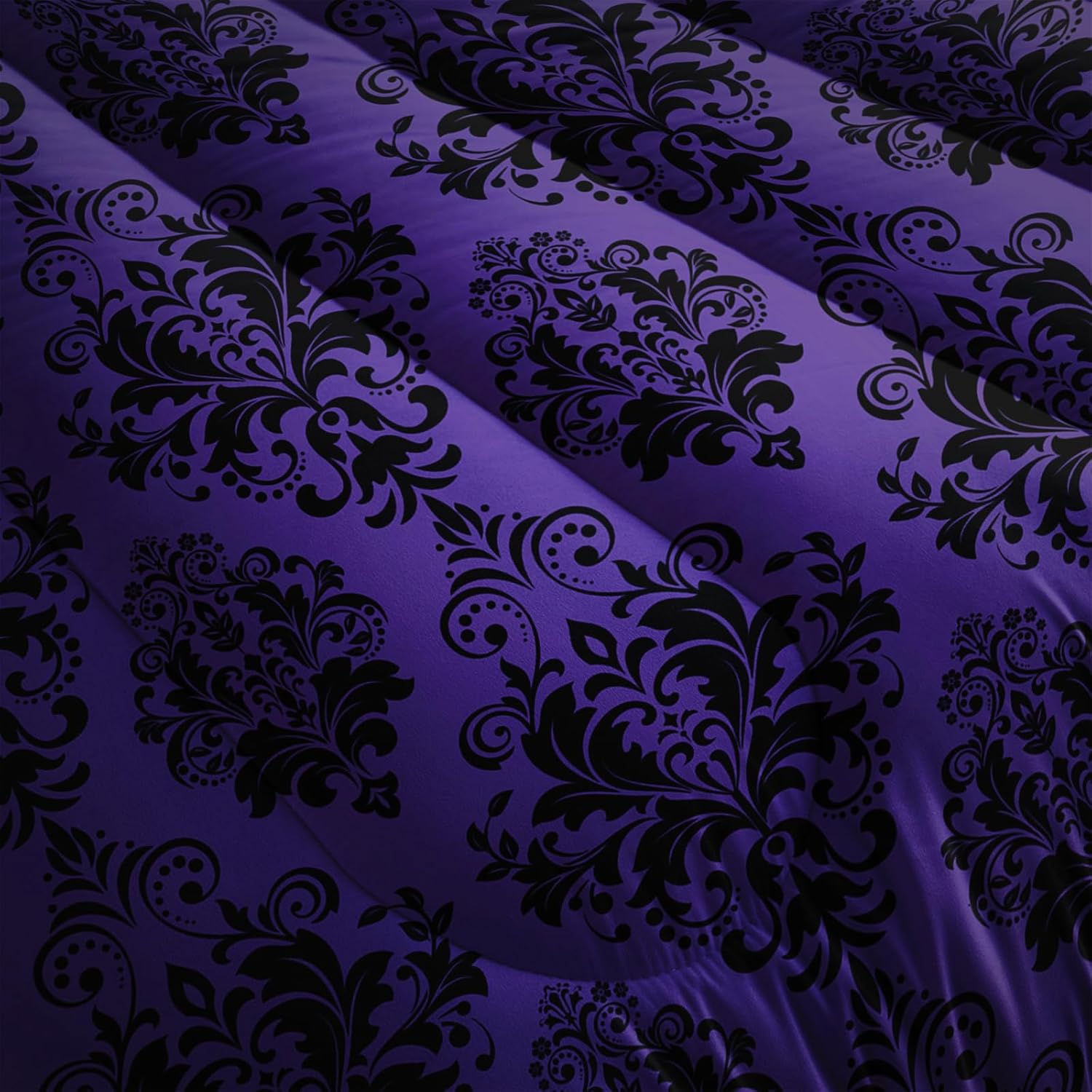 Nttopship Violet Gothic Floral Comforter Set