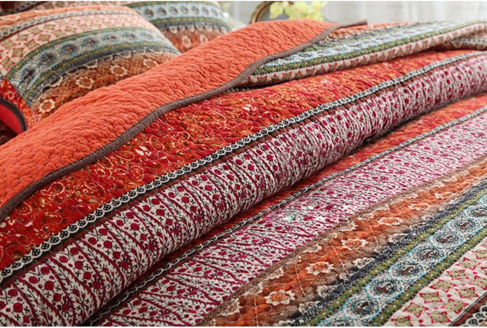 NEWLAKE Striped Cotton Quilt Set Queen Size