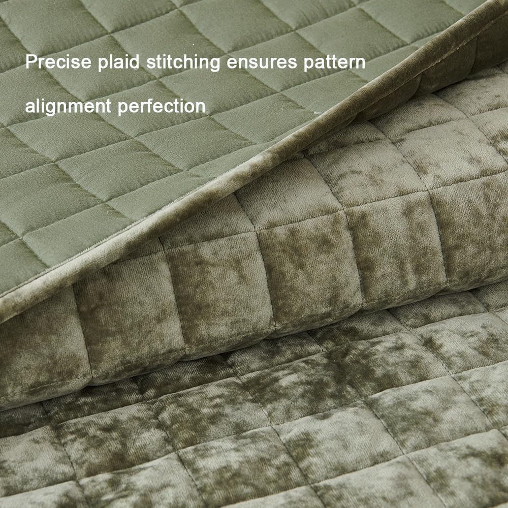LR Rocaloca Velvet Quilt Set Army Green California King