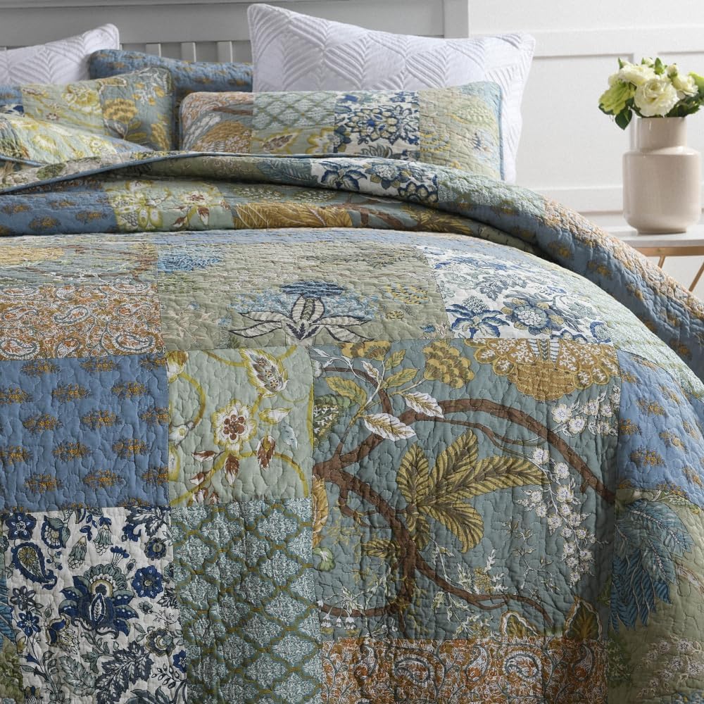 Camandy Cotton Reversible Quilt Set 3 Piece Queen Size