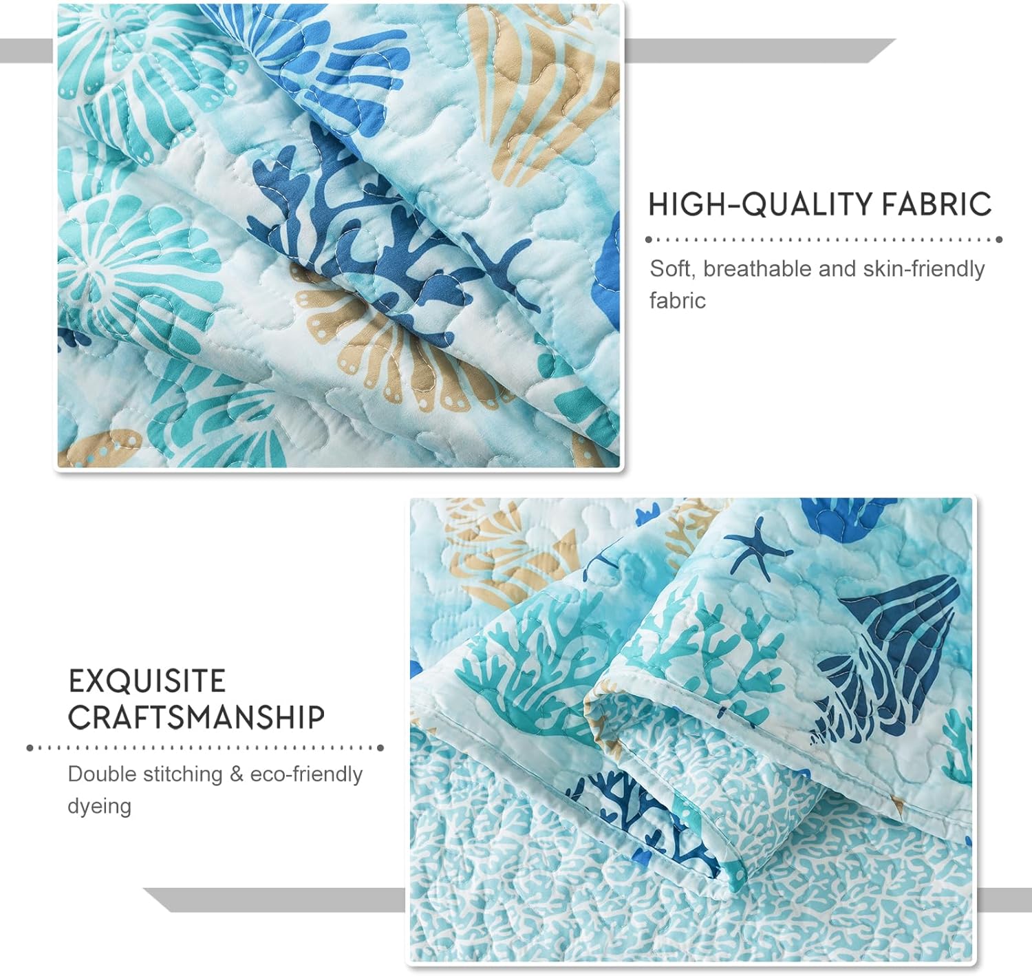 Travan Coastal Quilt Queen Size Set 1