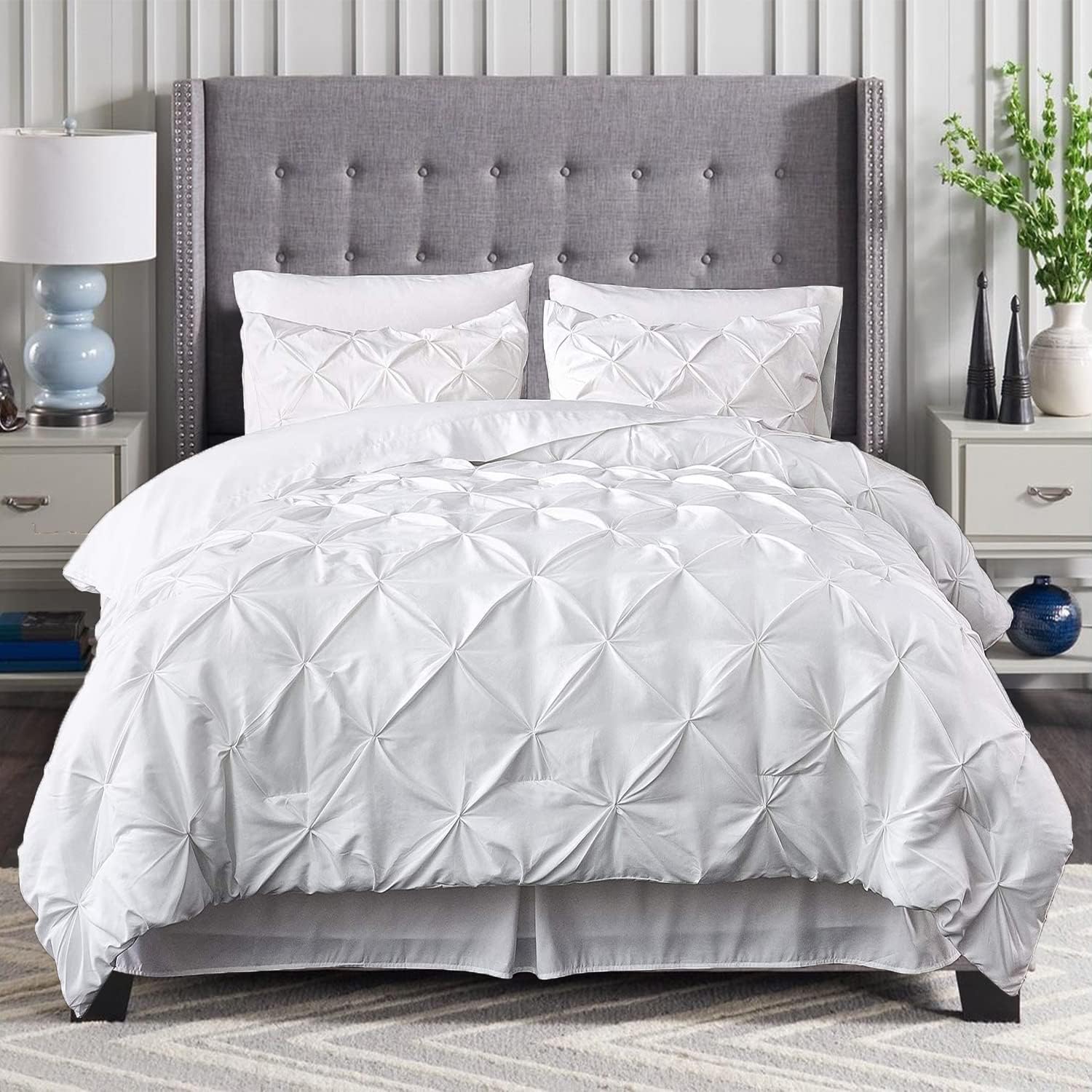Valerian 8-Piece Pinch Pleated Comforter Set White