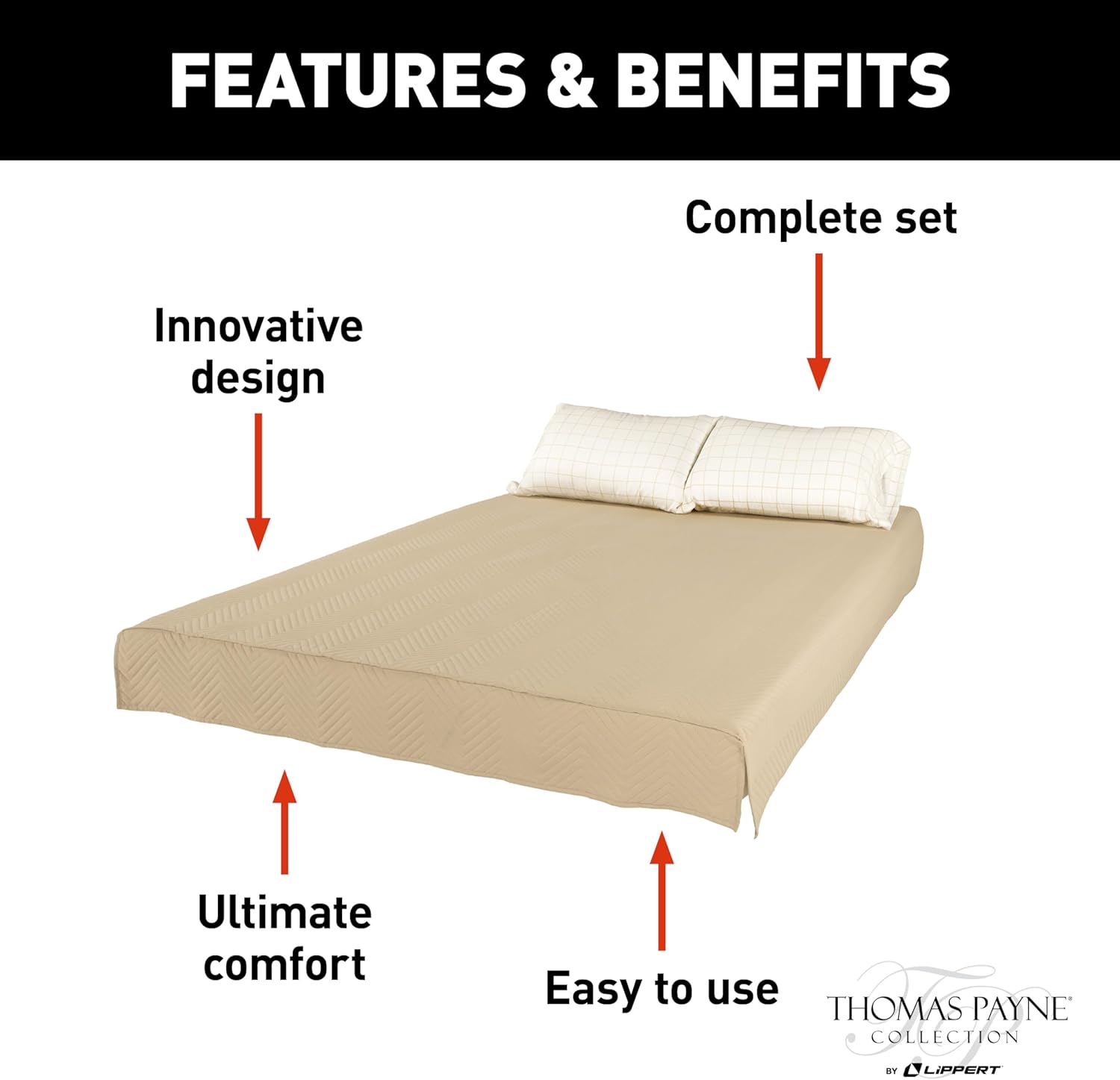 Lippert Easy Zzzs RV Bedding Set Queen Tan